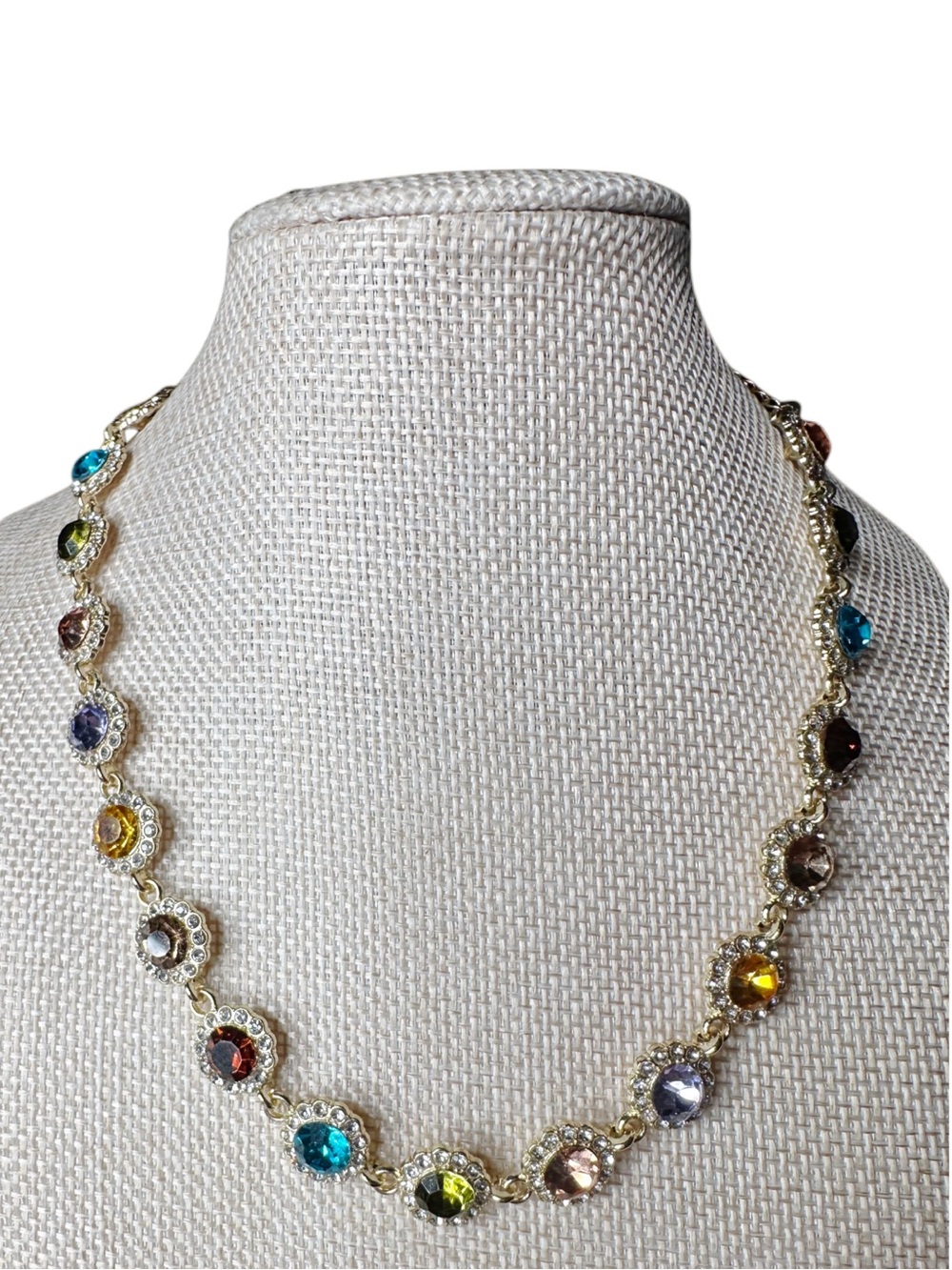 Gold-Tone Multicolor Crystal Necklace - Women's Jewelry